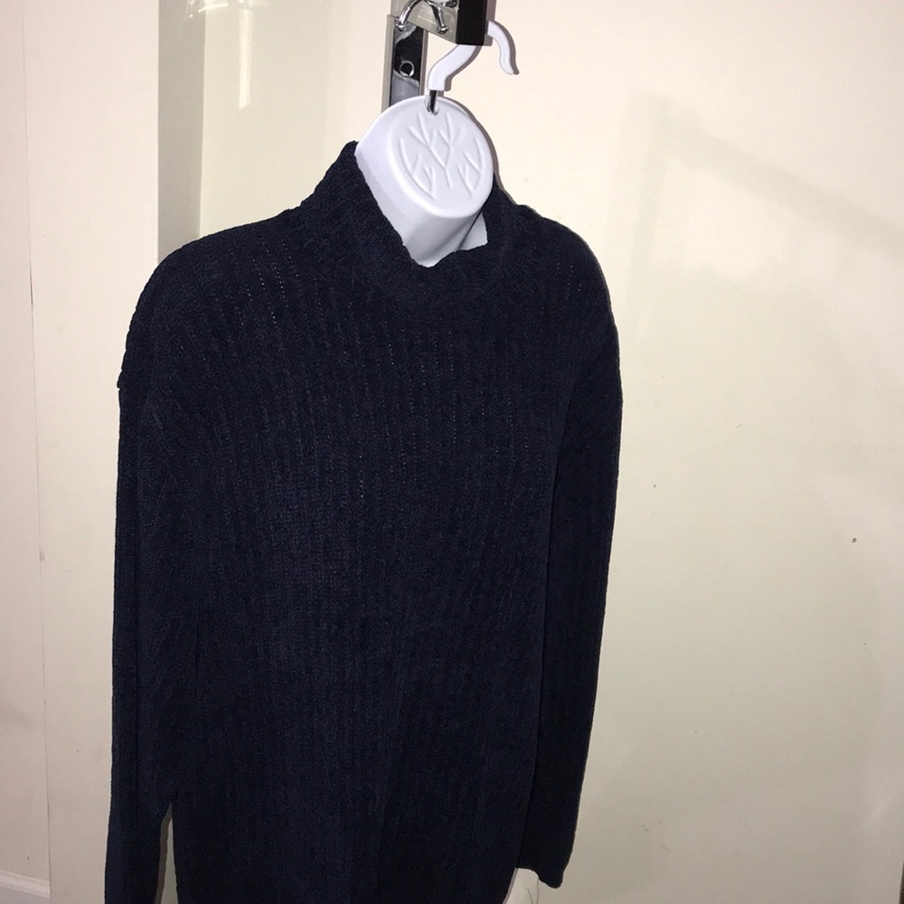 Liz Claiborne Blue Ribbed Turtleneck Sweater (XL)
